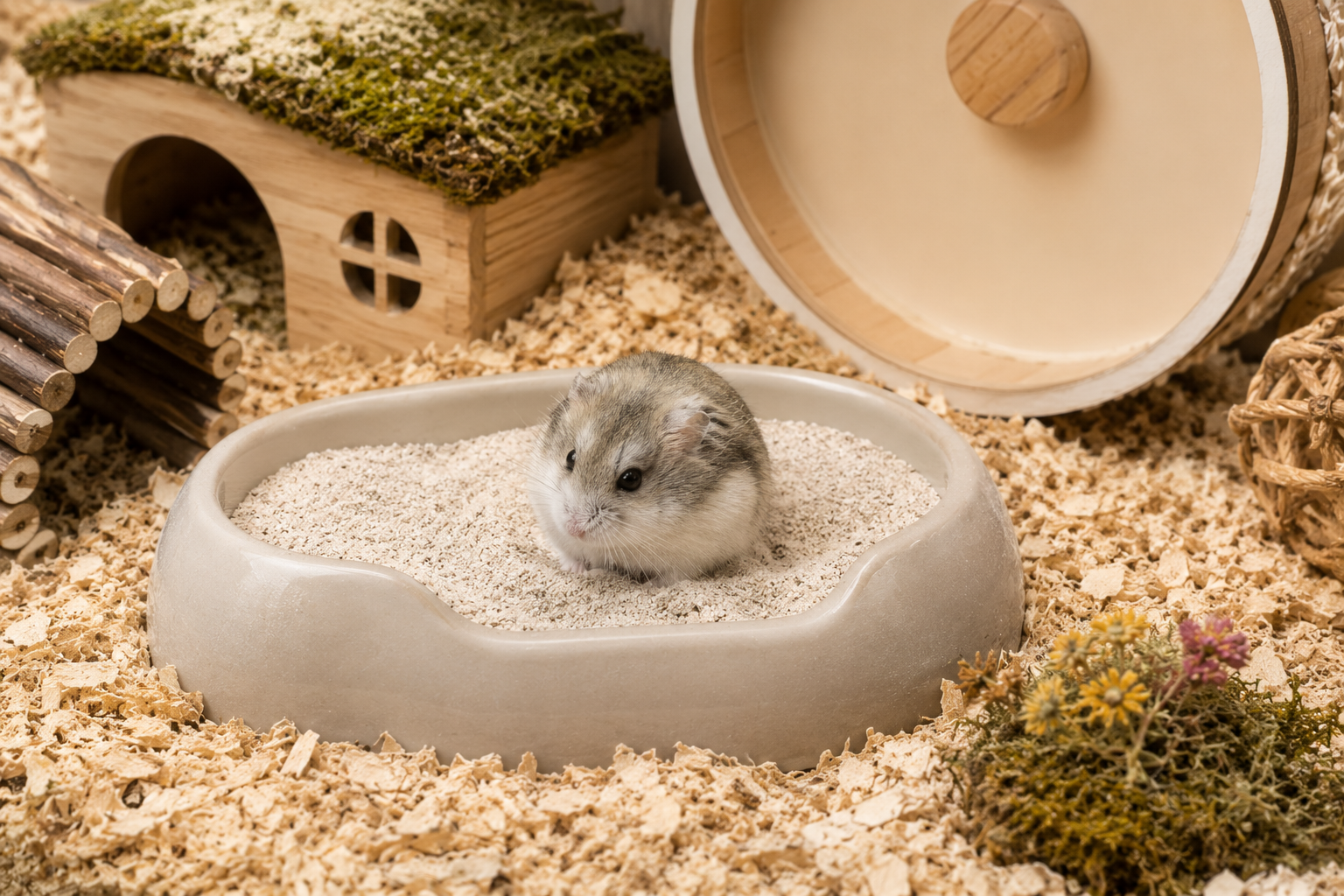 🛁 Le bain de sable : un indispensable pour le hamster